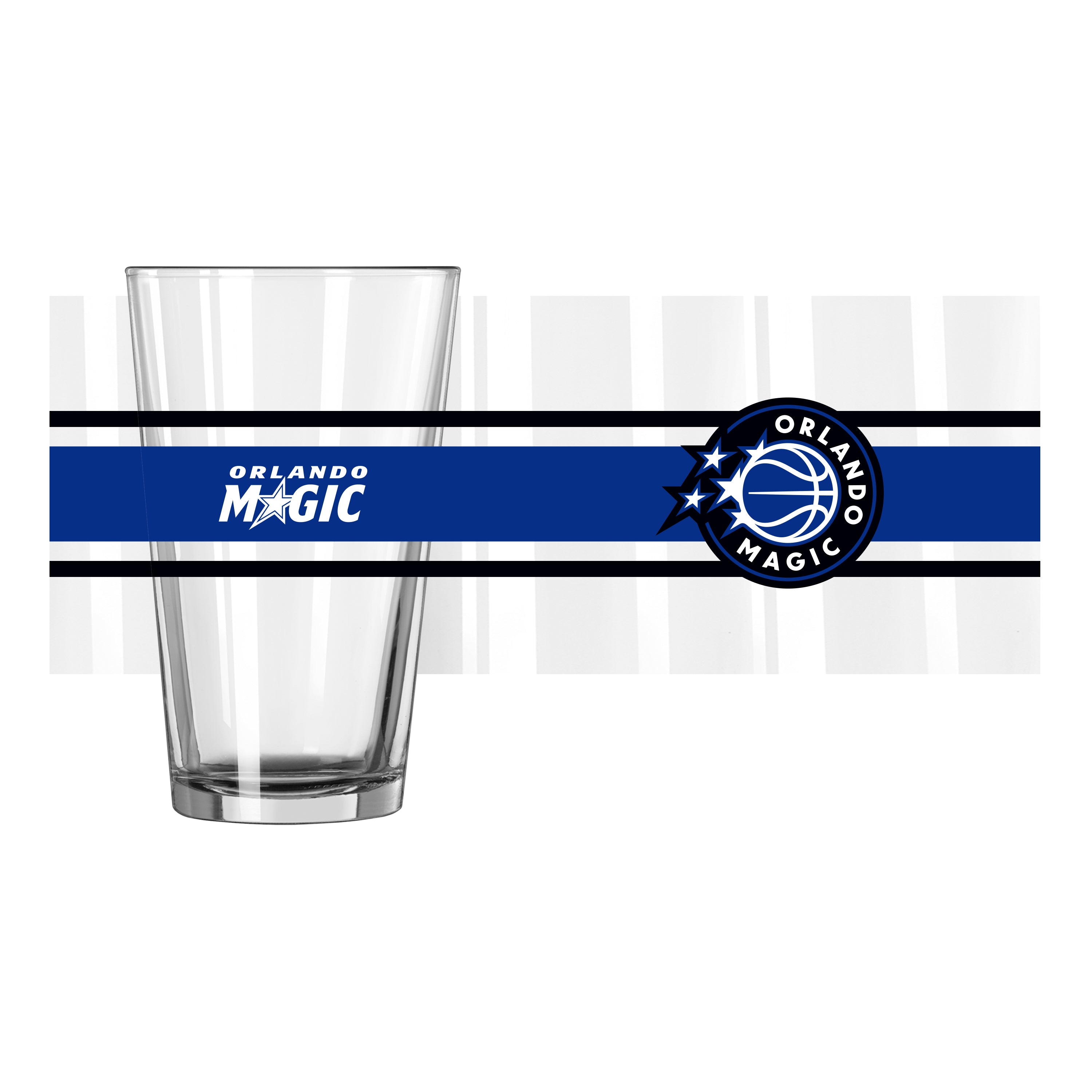 Orlando Magic 16oz Stripe Pint Glass - Sports Gifts, Sports Memorabilia, Sports Collectibles, Fan Shop