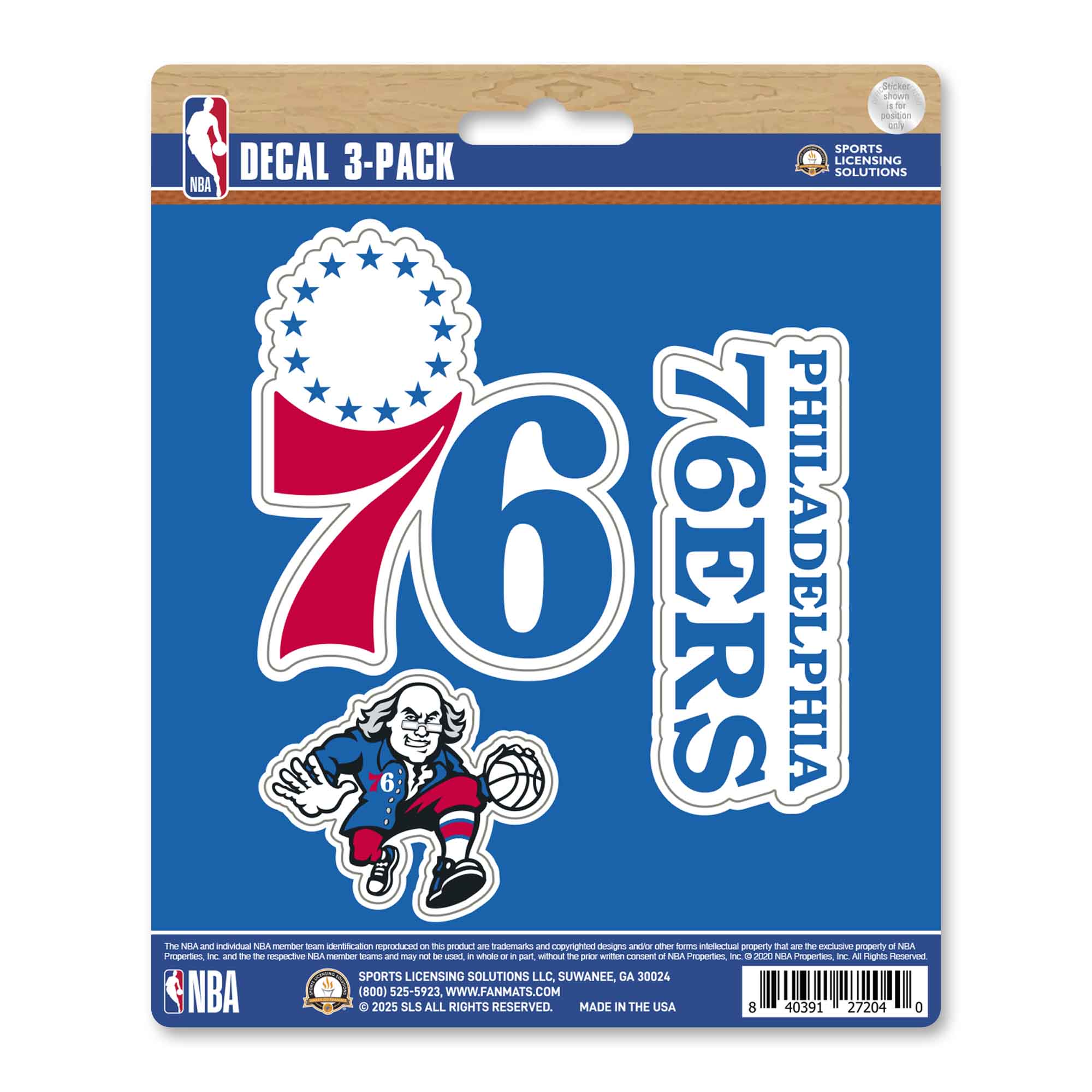 NBA - Philadelphia 76ers Decal 3-pk