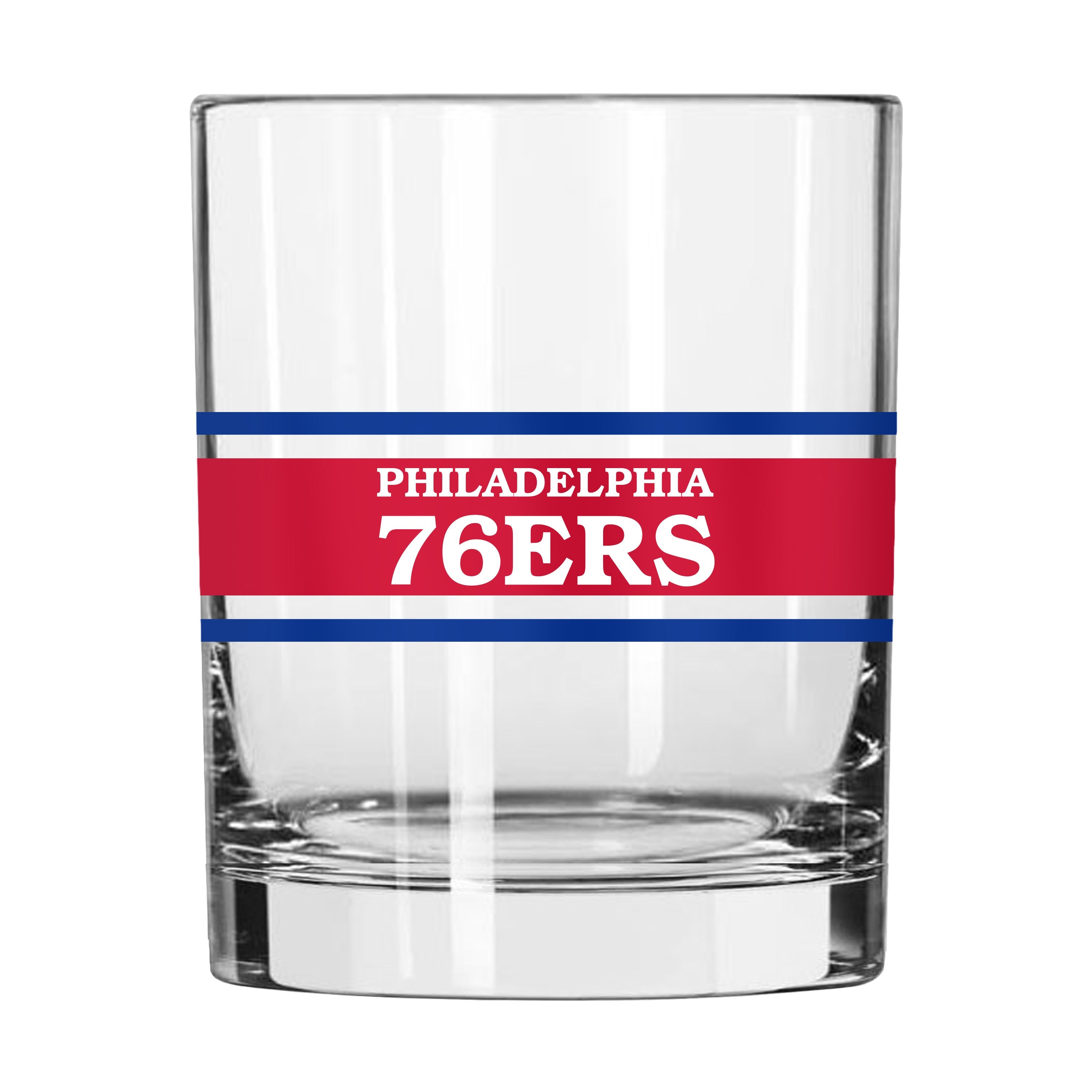 Philadelphia 76ers 14oz Stripe Rocks Glass - Sports Gifts, Sports Memorabilia, Sports Collectibles, Fan Shop