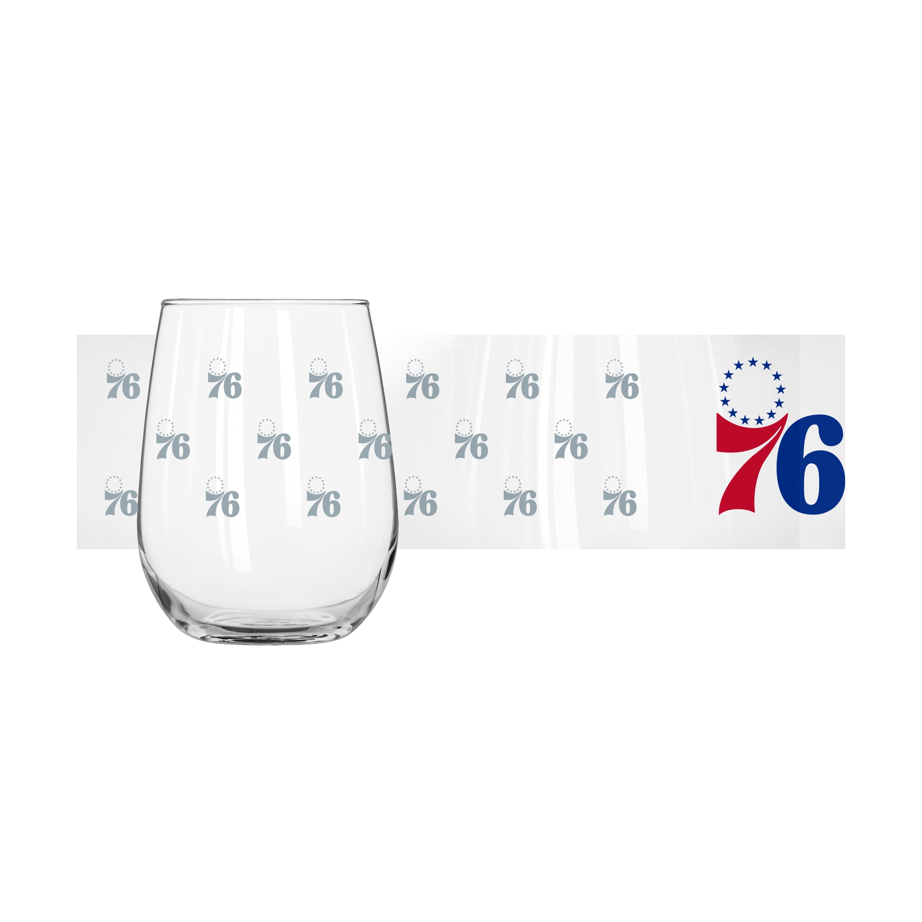 Philadelphia 76ers 16oz Satin Etch Curved Beverage Glass - Sports Gifts, Sports Memorabilia, Sports Collectibles, Fan Shop