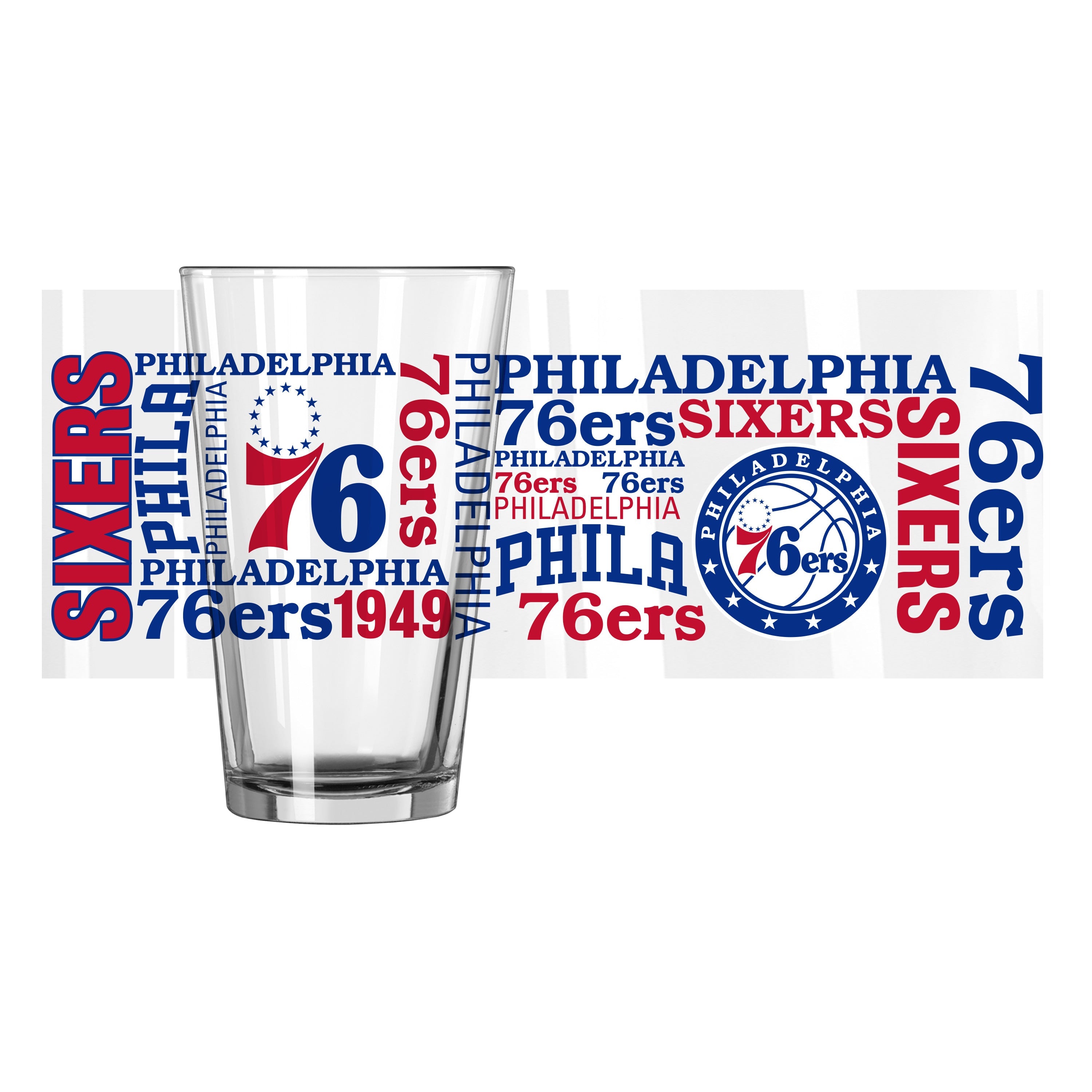 Philadelphia 76ers 16oz Spirit Pint Glass - Sports Gifts, Sports Memorabilia, Sports Collectibles, Fan Shop