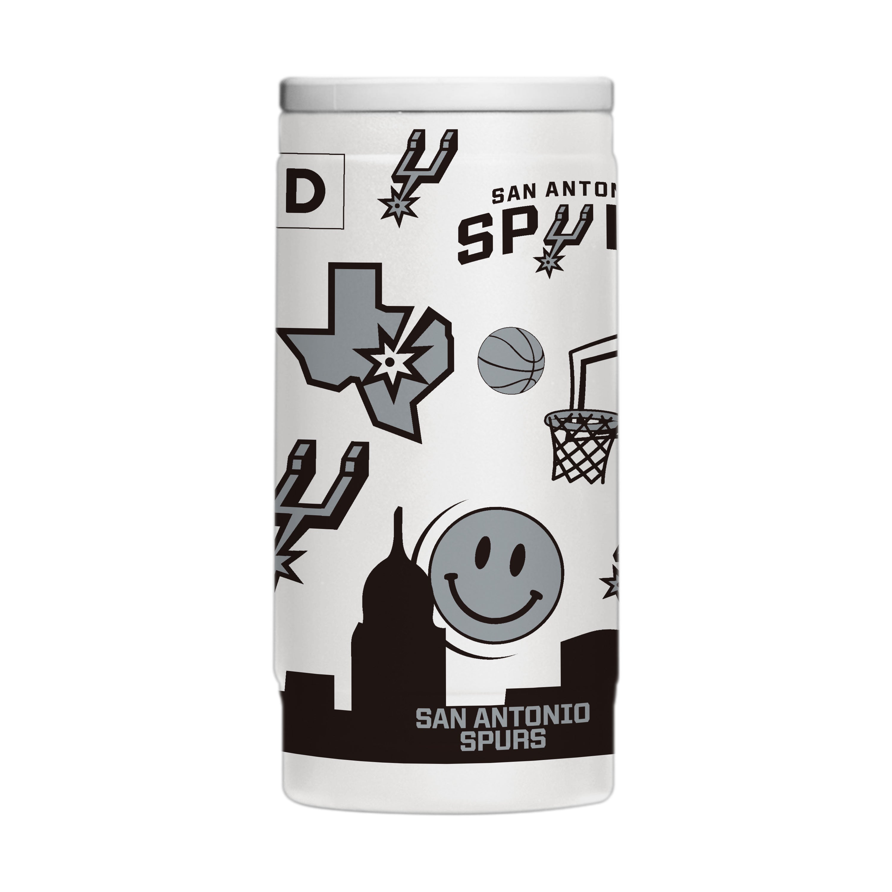 San Antonio Spurs 12oz Native Powdercoat SlimCan Coolie - Sports Gifts, Sports Memorabilia, Sports Collectibles, Fan Shop