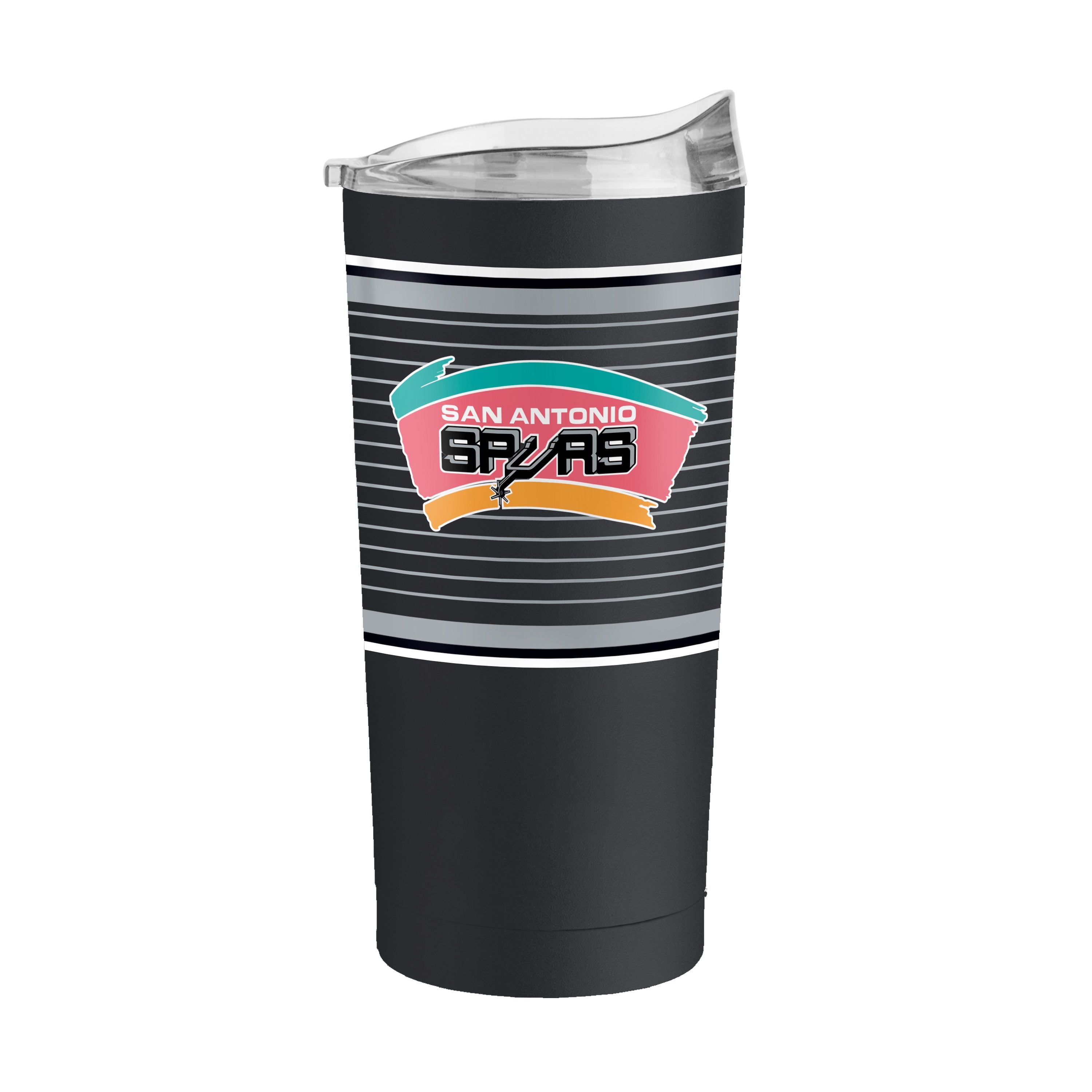 San Antonio Spurs 20oz Retro Stripe Powder Coat Tumbler - Sports Gifts, Sports Memorabilia, Sports Collectibles, Fan Shop