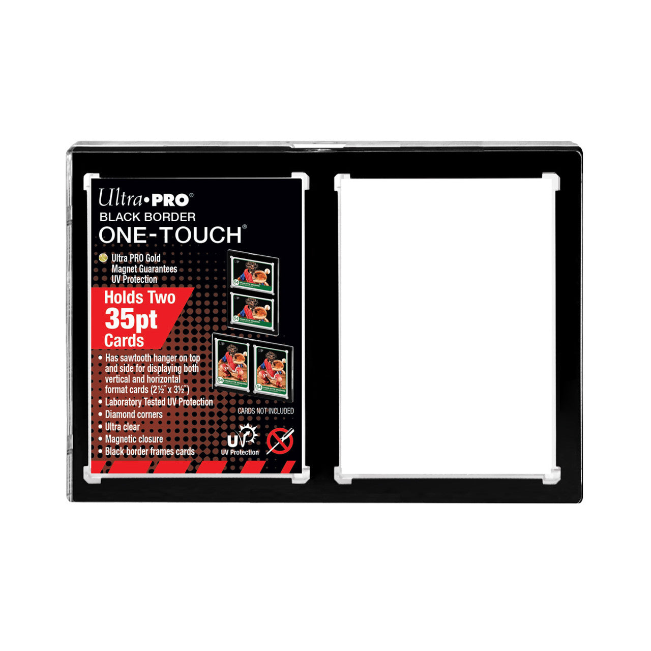 One Touch UV Card Holder 2 Card With Magnet Closure Black Border - 35pt - Sports Collectibles, Sports Memorabilia, Sports Fan Shop, Sports Gifts