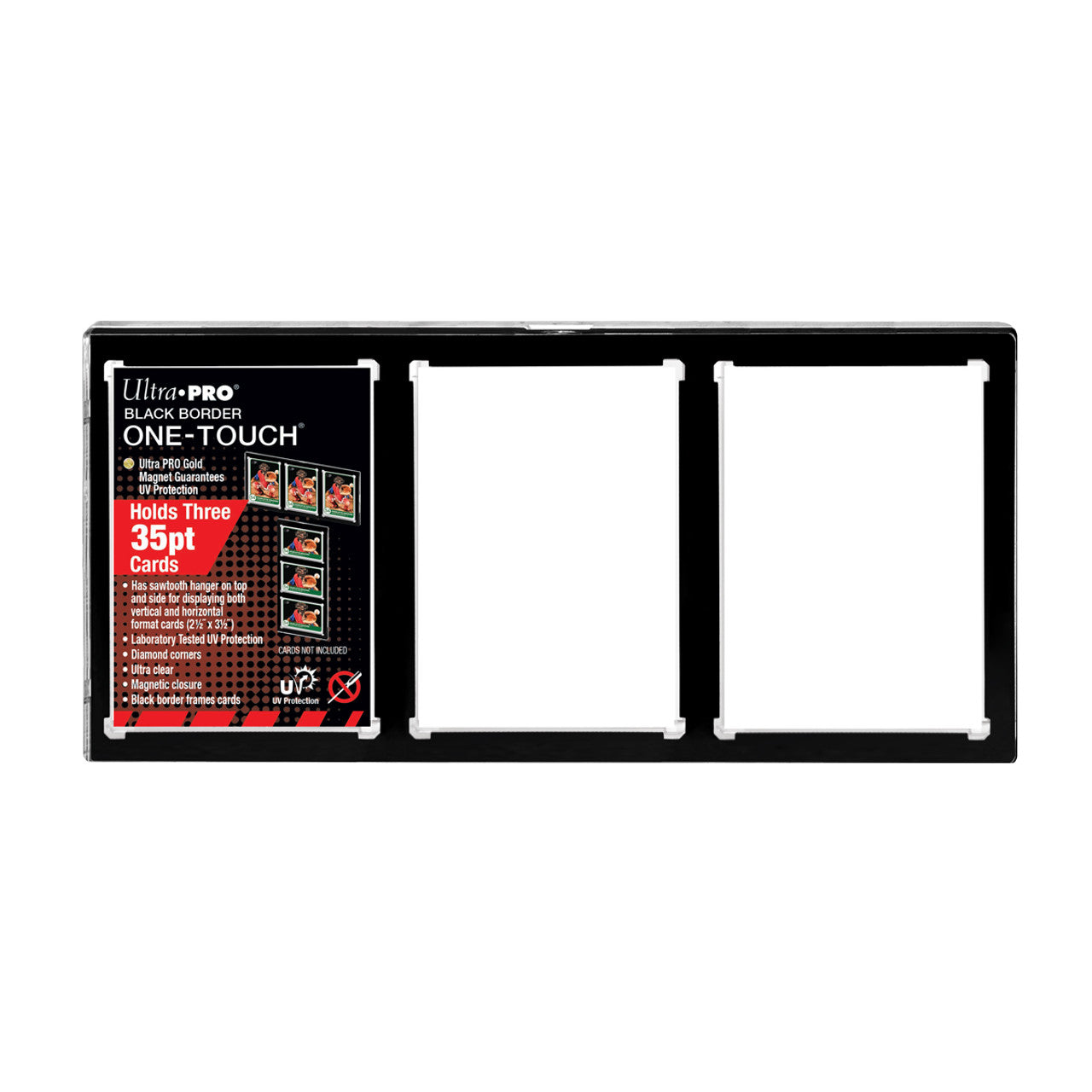 One Touch UV Card Holder 3 Card With Magnet Closure Black Border - 35pt - Sports Collectibles, Sports Memorabilia, Sports Fan Shop, Sports Gifts