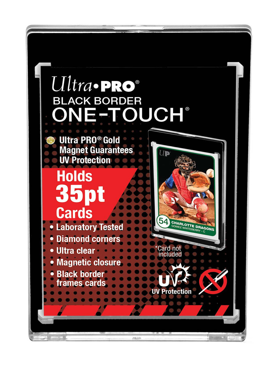 One Touch UV Card Holder With Magnet Closure Black Border - 35pt - Sports Collectibles, Sports Memorabilia, Sports Fan Shop, Sports Gifts