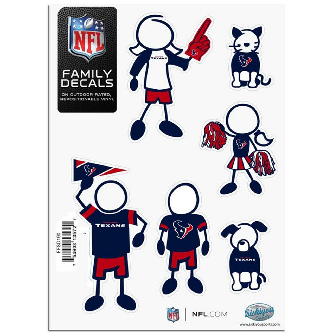 Houston Texans Decal 5x7 Family Sheet - Sports Collectibles, Sports Memorabilia, Sports Fan Shop, Sports Gifts