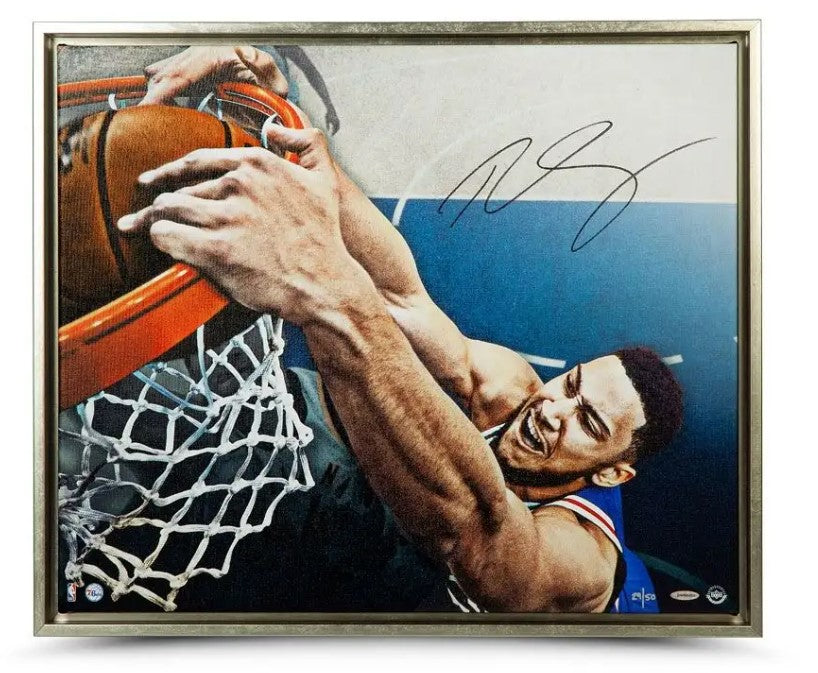Ben Simmons Philadelphia 76ers Autographed Framed 20" x 24" "Jam" Basketball Canvas - 2/50 - Sports Collectibles, Sports Memorabilia, Sports Fan Shop, Sports Gifts