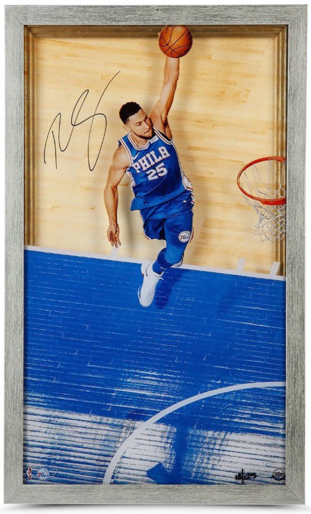 Ben Simmons Great From Above Autographed Philadelphia 76ers 16x28 Framed Acrylic Display - 25/125 - Sports Collectibles, Sports Memorabilia, Sports Fan Shop, Sports Gifts