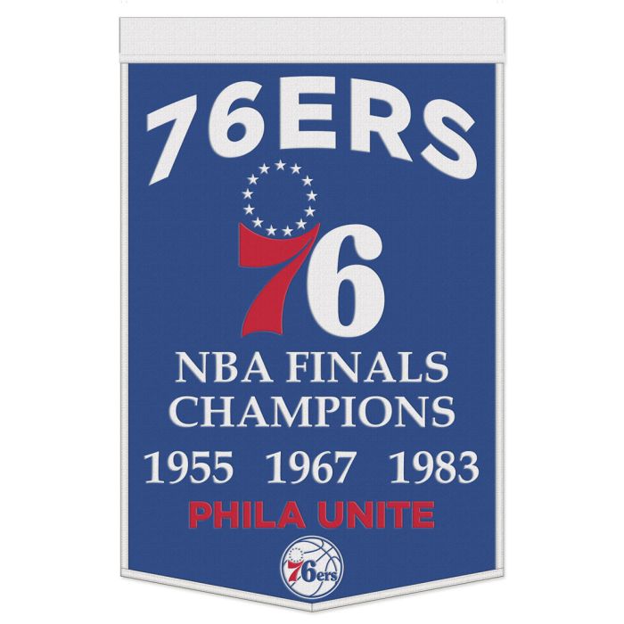 Philadelphia 76ers 24" x 38" Primary Wool Banner - Sports Collectibles, Sports Memorabilia, Sports Fan Shop, Sports Gifts