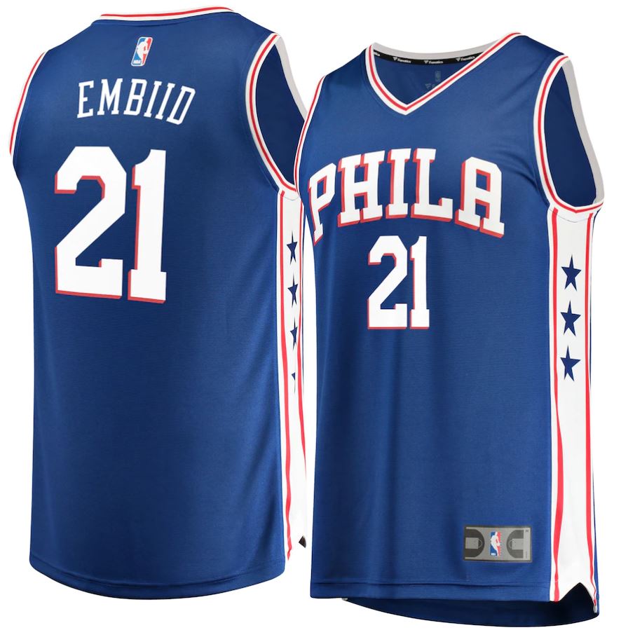 Joel Embiid Philadelphia 76ers Royal Blue Replica Jersey - Sports Collectibles, Sports Memorabilia, Sports Fan Shop, Sports Gifts