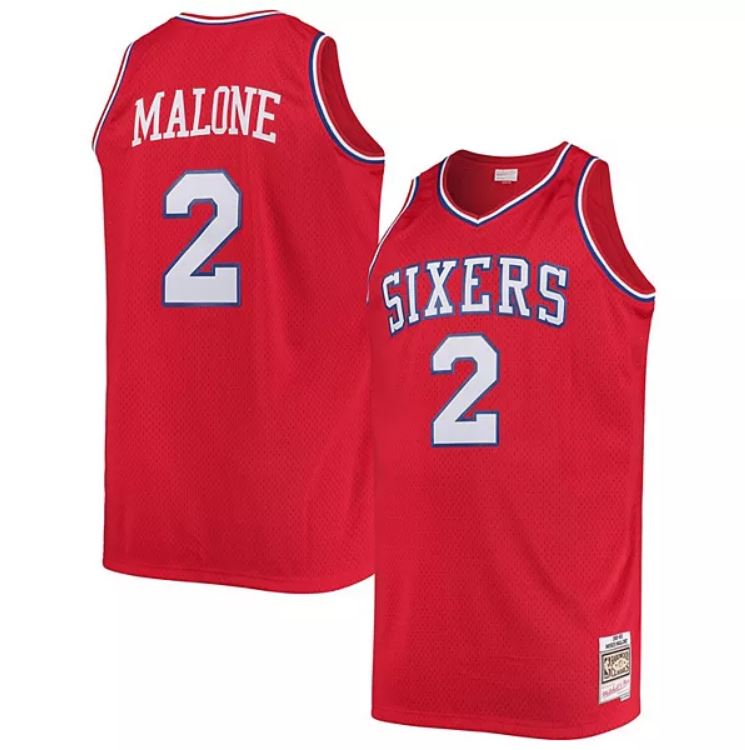 Moses Malone Philadelphia 76ers Mitchell & Ness 1982-83 Hardwood Classics Red Swingman Jersey - Sports Collectibles, Sports Memorabilia, Sports Fan Shop, Sports Gifts
