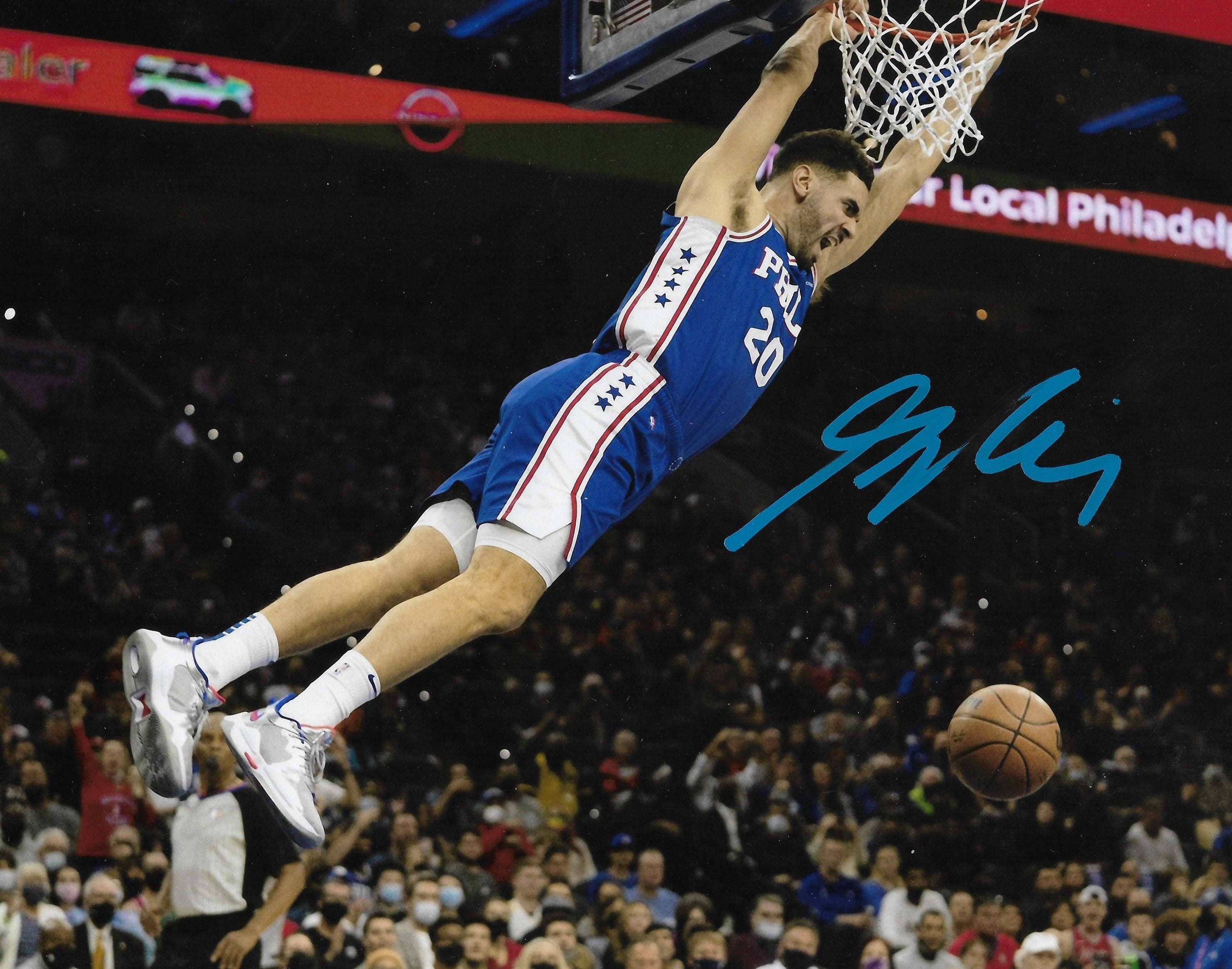 Georges Niang in Action Philadelphia 76ers Autographed Basketball Photo - Sports Collectibles, Sports Memorabilia, Sports Fan Shop, Sports Gifts