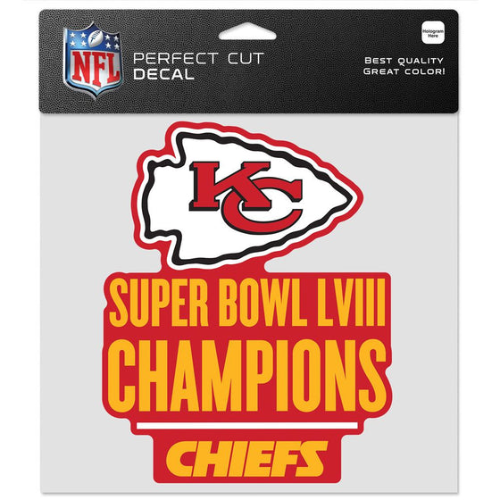 Kansas City Chiefs 2024 Super Bowl LVIII Champions 8"x8" Perfect Cut Decal - 757 Sports Collectibles