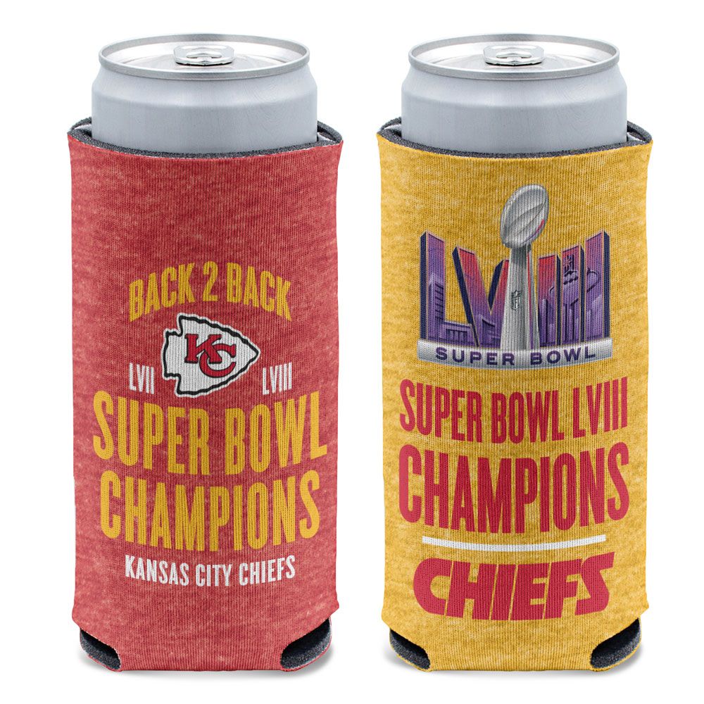 Kansas City Chiefs 2024 Super Bowl LVIII Champions 12 oz Slim Can Cooler - Team Heather - 757 Sports Collectibles