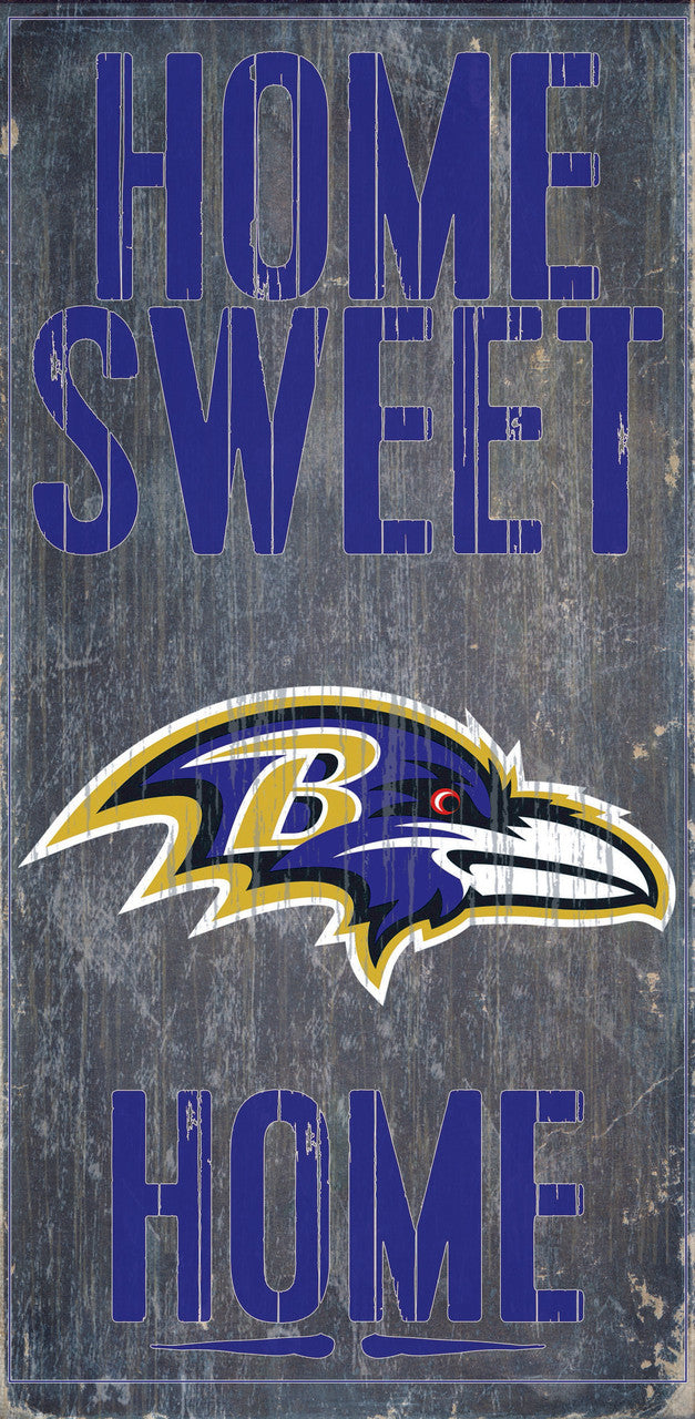 Baltimore Ravens Wood Sign - Home Sweet Home 6"x12" - Sports Collectibles, Sports Memorabilia, Sports Fan Shop, Sports Gifts