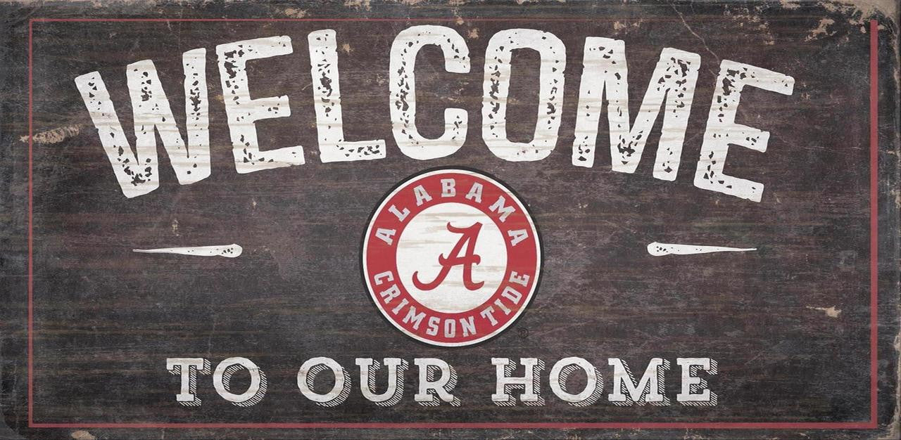 Alabama Crimson Tide Sign Wood 6x12 Welcome To Our Home Design - Special Order - Sports Collectibles, Sports Memorabilia, Sports Fan Shop, Sports Gifts