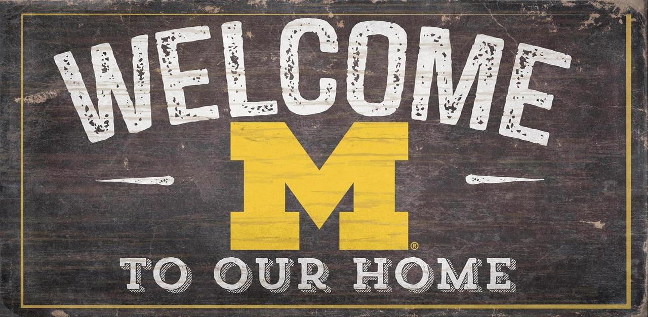 Michigan Wolverines Sign Wood 6x12 Welcome To Our Home Design - Special Order - Sports Collectibles, Sports Memorabilia, Sports Fan Shop, Sports Gifts