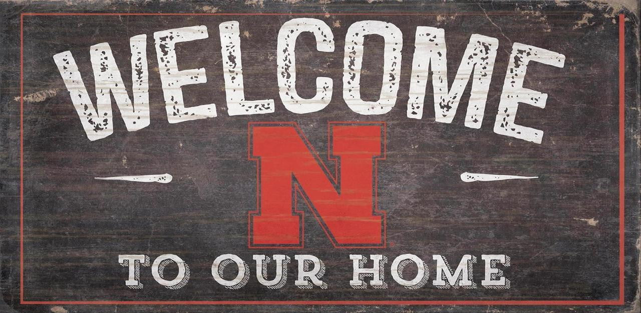 Nebraska Cornhuskers Sign Wood 6x12 Welcome To Our Home Design - Special Order - Sports Collectibles, Sports Memorabilia, Sports Fan Shop, Sports Gifts