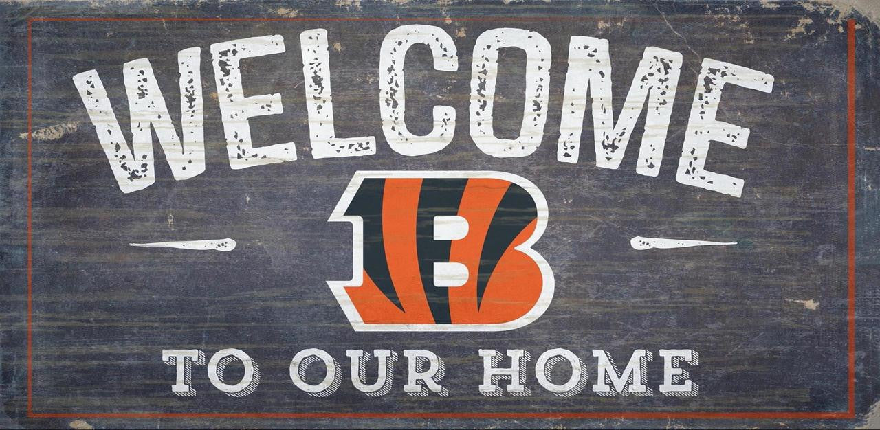 Cincinnati Bengals Sign Wood 6x12 Welcome To Our Home Design - Special Order - Sports Collectibles, Sports Memorabilia, Sports Fan Shop, Sports Gifts