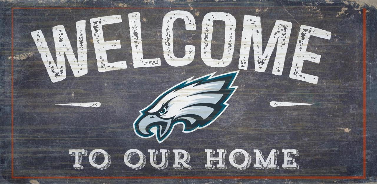 Philadelphia Eagles Sign Wood 6x12 Welcome To Our Home Design - Special Order - Sports Collectibles, Sports Memorabilia, Sports Fan Shop, Sports Gifts