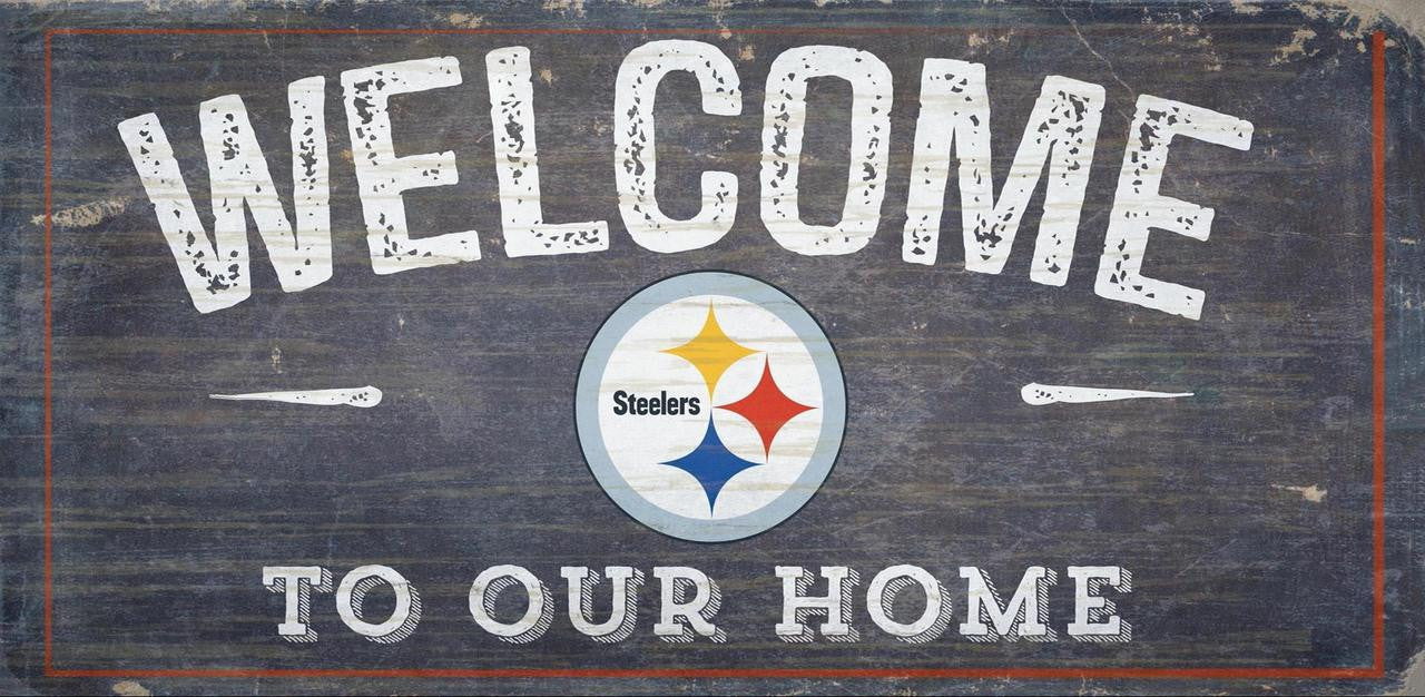 Pittsburgh Steelers Sign Wood 6x12 Welcome To Our Home Design - Special Order - Sports Collectibles, Sports Memorabilia, Sports Fan Shop, Sports Gifts