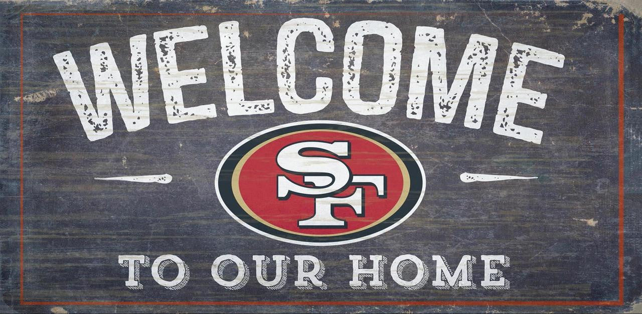 San Francisco 49ers Sign Wood 6x12 Welcome To Our Home Design - Special Order - Sports Collectibles, Sports Memorabilia, Sports Fan Shop, Sports Gifts