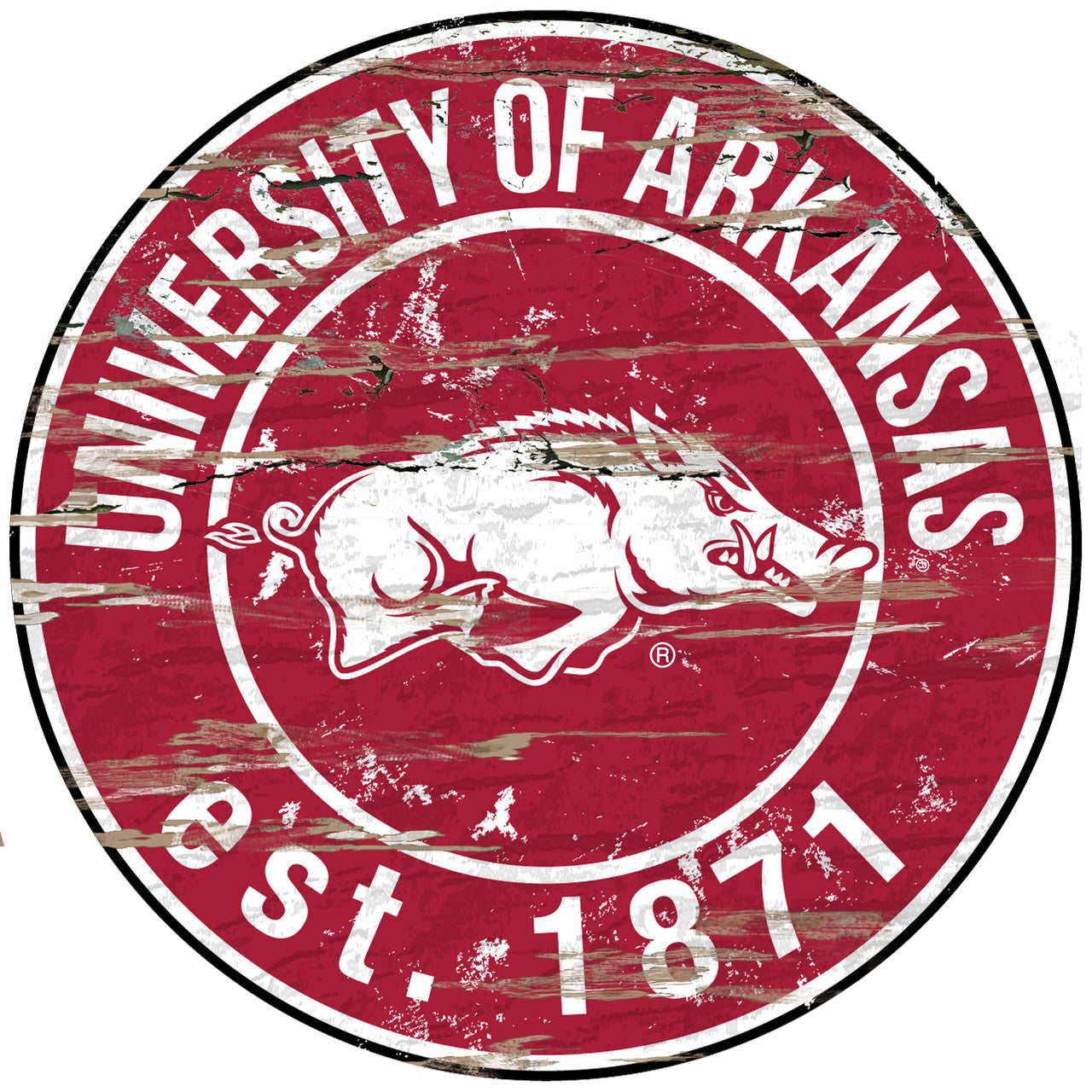 Arkansas Razorbacks Wood Sign - 24" Round - Special Order - Sports Collectibles, Sports Memorabilia, Sports Fan Shop, Sports Gifts