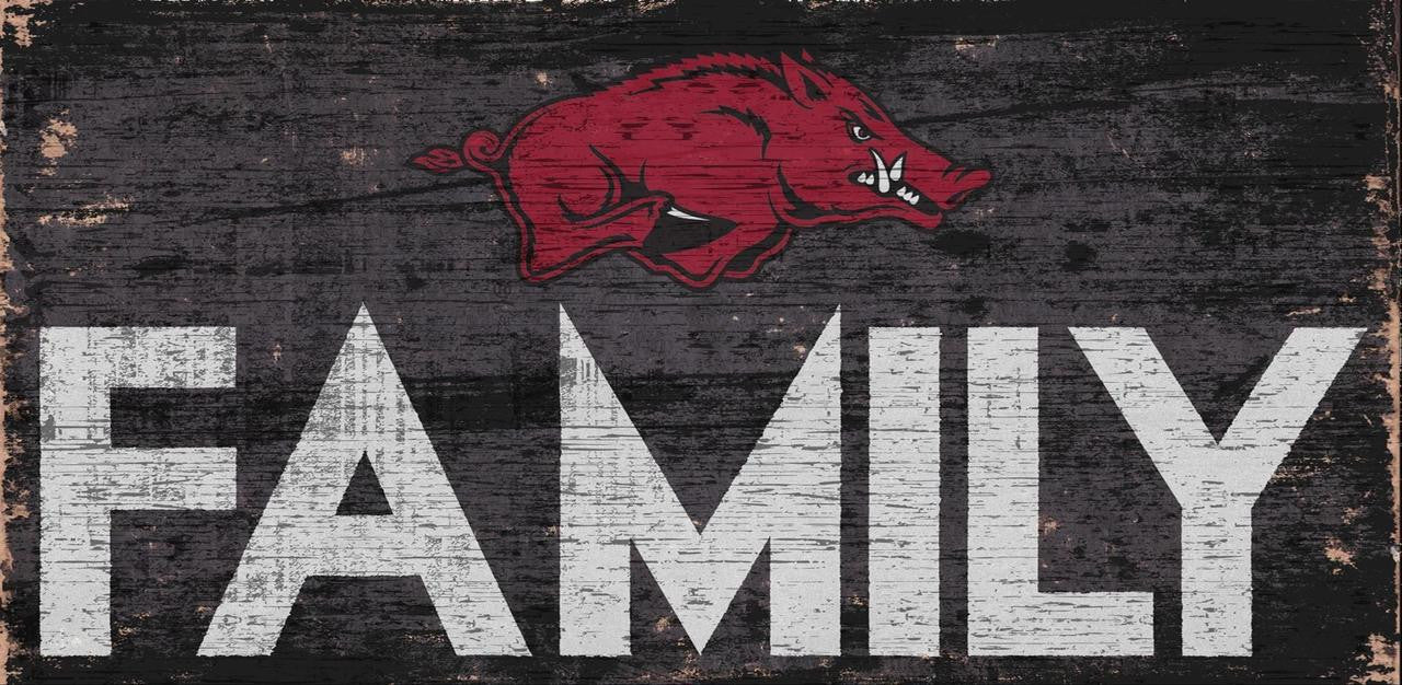Arkansas Razorbacks Sign Wood 12x6 Family Design - Special Order - Sports Collectibles, Sports Memorabilia, Sports Fan Shop, Sports Gifts