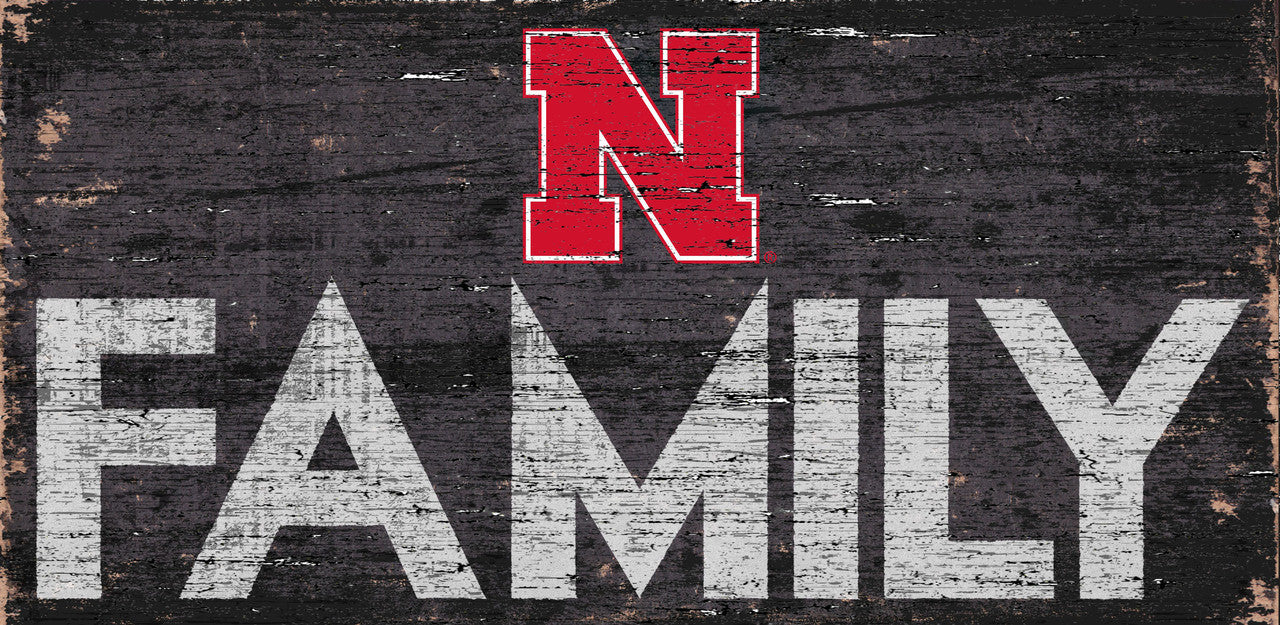Nebraska Cornhuskers Sign Wood 12x6 Family Design - Special Order - Sports Collectibles, Sports Memorabilia, Sports Fan Shop, Sports Gifts