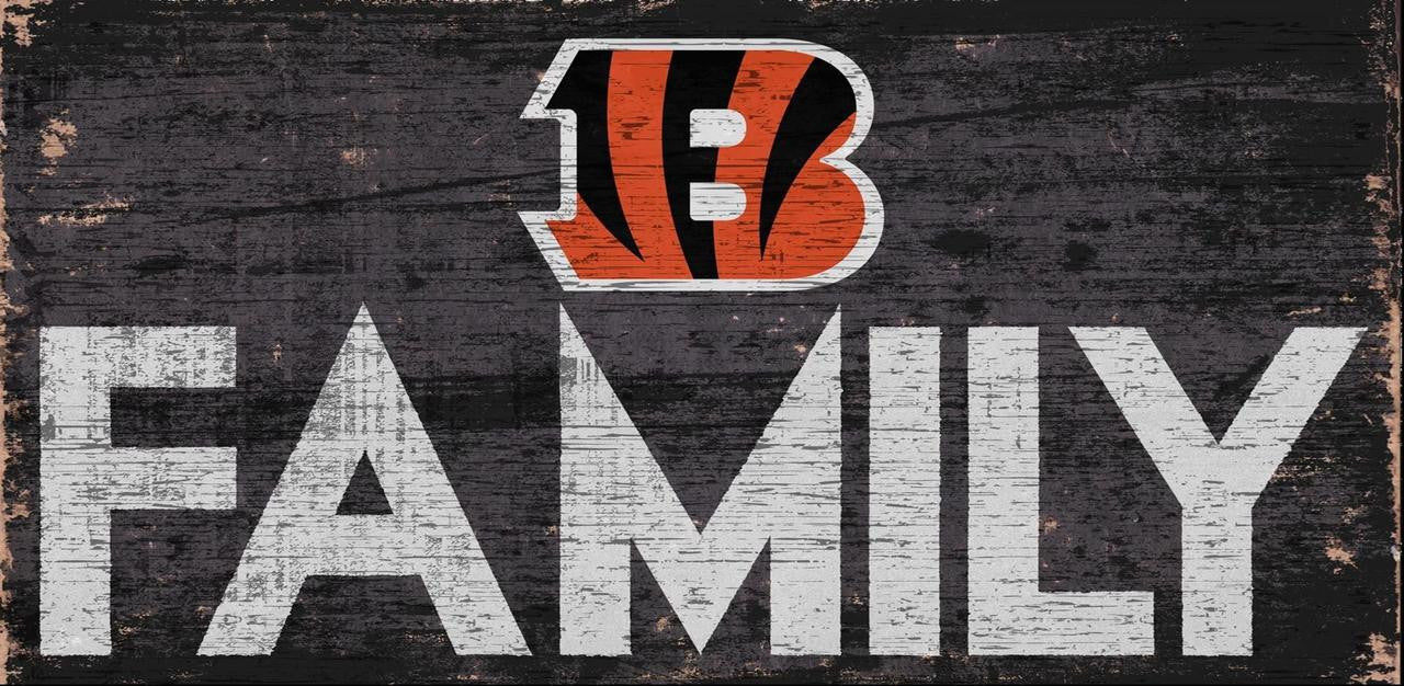 Cincinnati Bengals Sign Wood 12x6 Family Design - Special Order - Sports Collectibles, Sports Memorabilia, Sports Fan Shop, Sports Gifts