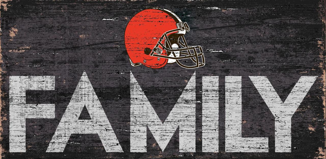 Cleveland Browns Sign Wood 12x6 Family Design - Special Order - Sports Collectibles, Sports Memorabilia, Sports Fan Shop, Sports Gifts