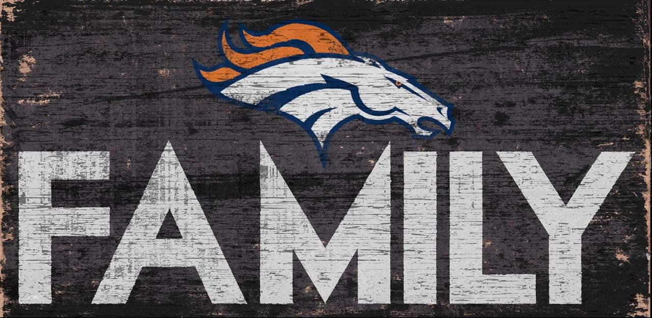 Denver Broncos Sign Wood 12x6 Family Design - Special Order - Sports Collectibles, Sports Memorabilia, Sports Fan Shop, Sports Gifts