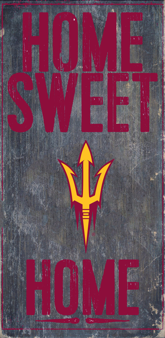 Arizona State Sun Devils Wood Sign - Home Sweet Home 6x12 - Special Order - Sports Collectibles, Sports Memorabilia, Sports Fan Shop, Sports Gifts