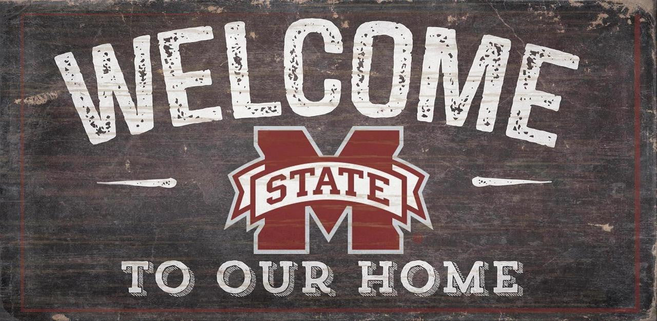 Mississippi State Bulldogs Sign Wood 6x12 Welcome To Our Home Design - Special Order - Sports Collectibles, Sports Memorabilia, Sports Fan Shop, Sports Gifts