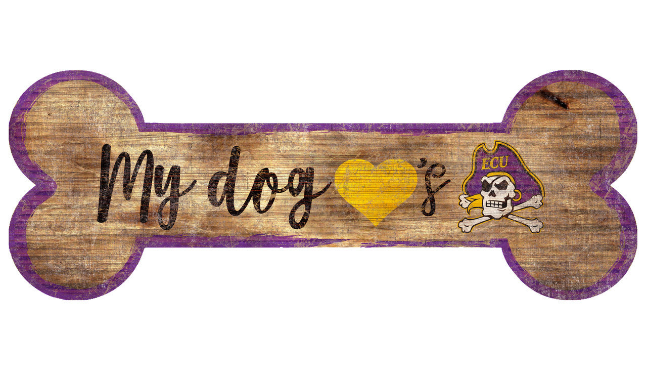 East Carolina Pirates Sign Wood 6x12 Dog Bone Shape - Sports Collectibles, Sports Memorabilia, Sports Fan Shop, Sports Gifts