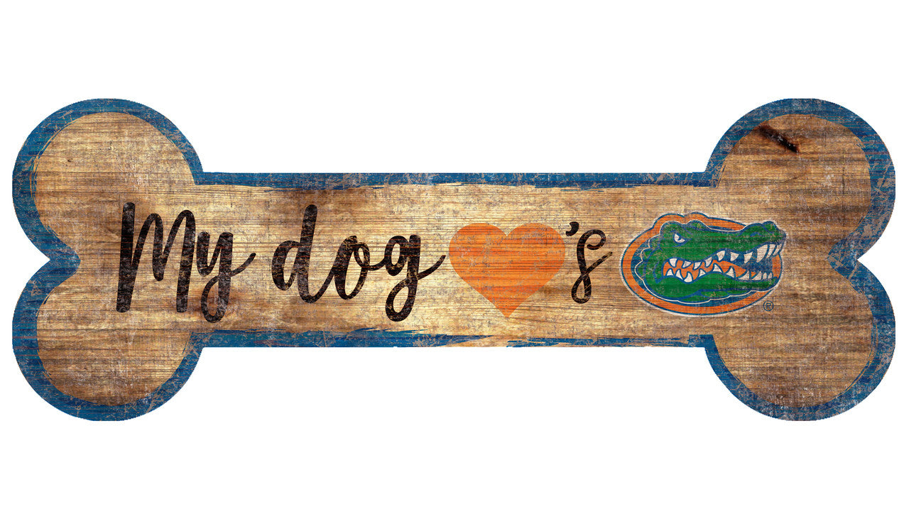 Florida Gators Sign Wood 6x12 Dog Bone Shape - Sports Collectibles, Sports Memorabilia, Sports Fan Shop, Sports Gifts