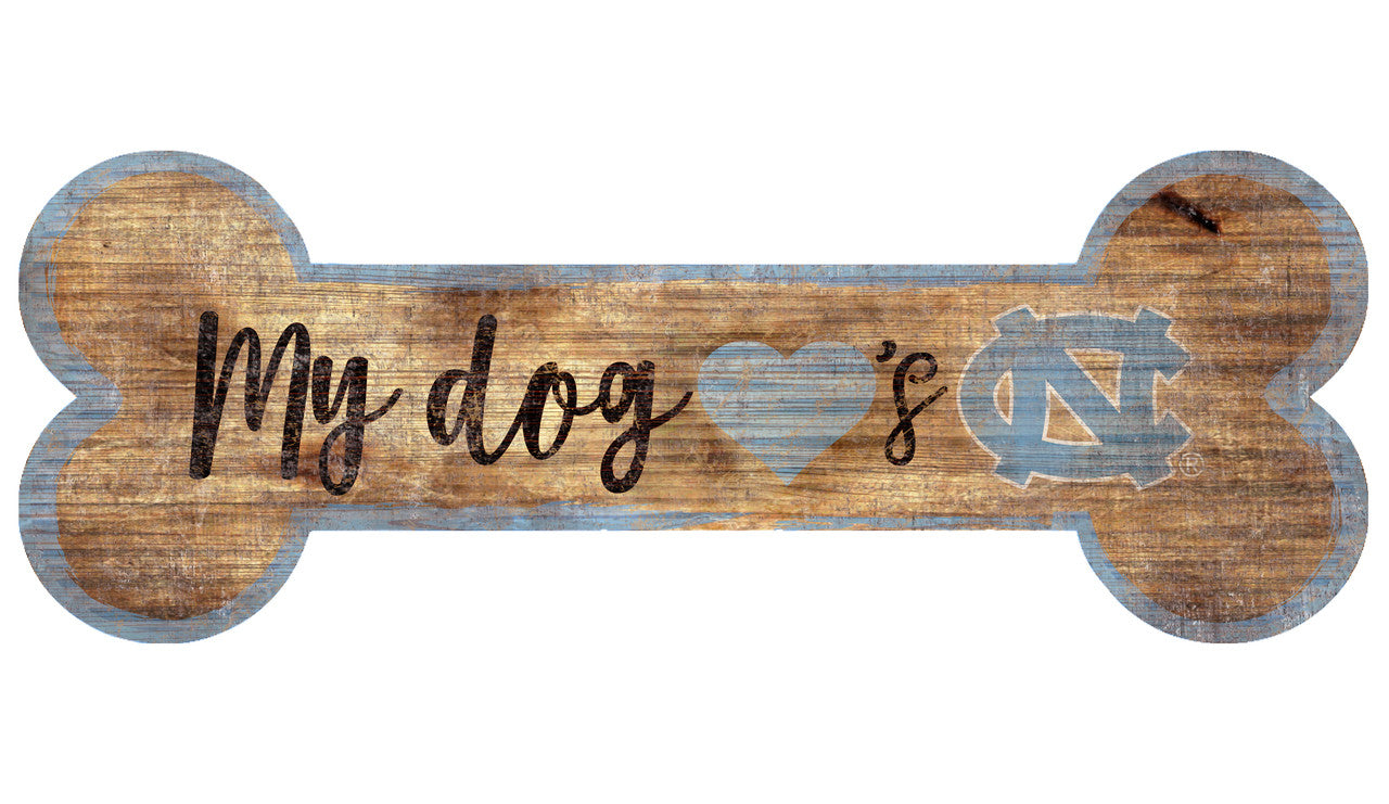 North Carolina Tar Heels Sign Wood 6x12 Dog Bone Shape - Sports Collectibles, Sports Memorabilia, Sports Fan Shop, Sports Gifts