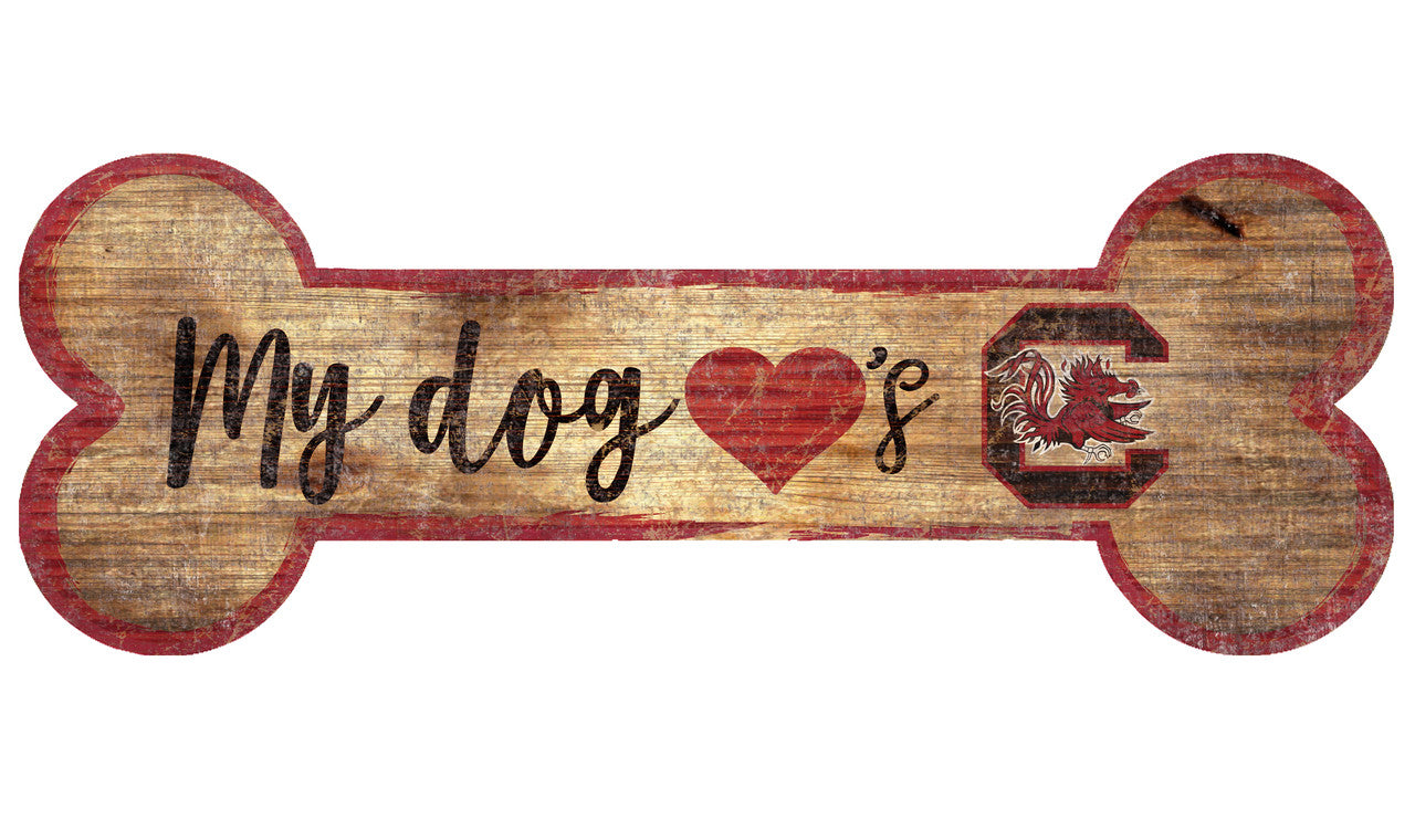 South Carolina Gamecocks Sign Wood 6x12 Dog Bone Shape - Sports Collectibles, Sports Memorabilia, Sports Fan Shop, Sports Gifts