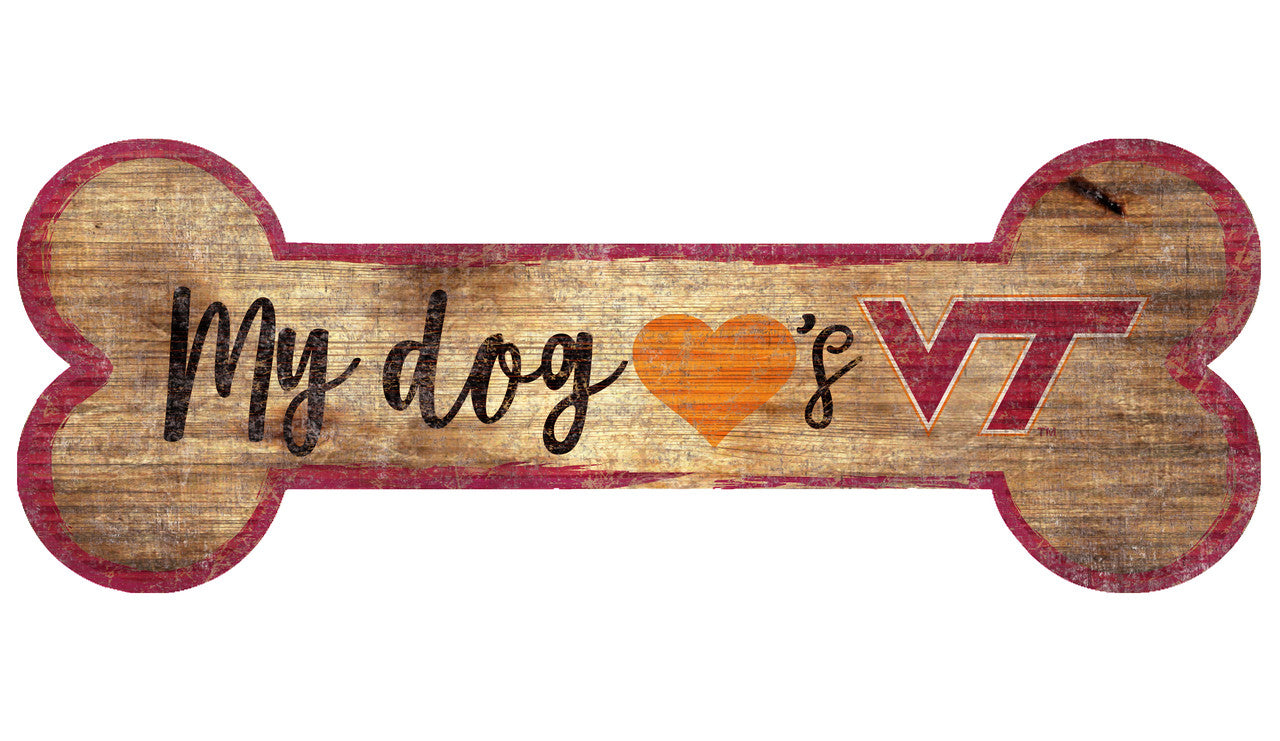 Virginia Tech Hokies Sign Wood 6x12 Dog Bone Shape - Sports Collectibles, Sports Memorabilia, Sports Fan Shop, Sports Gifts