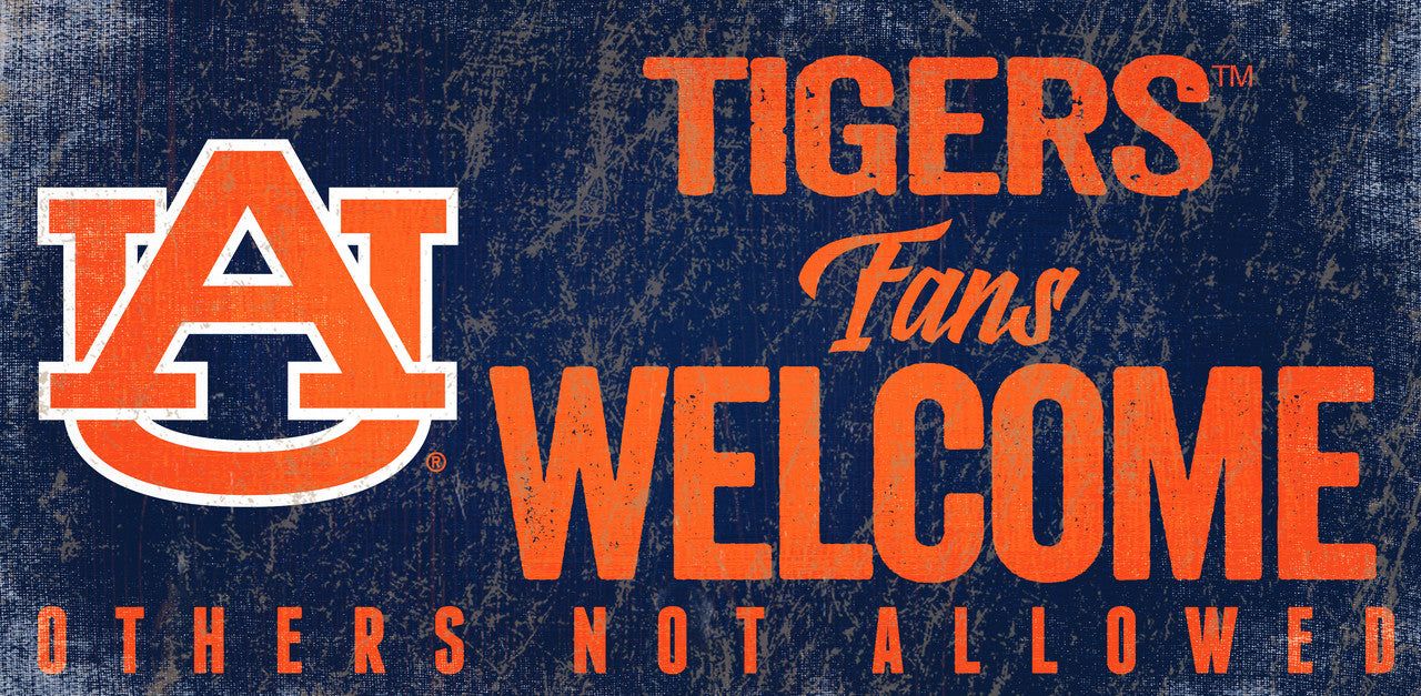 Auburn Tigers Sign Wood 12x6 Fans Welcome Design - Sports Collectibles, Sports Memorabilia, Sports Fan Shop, Sports Gifts