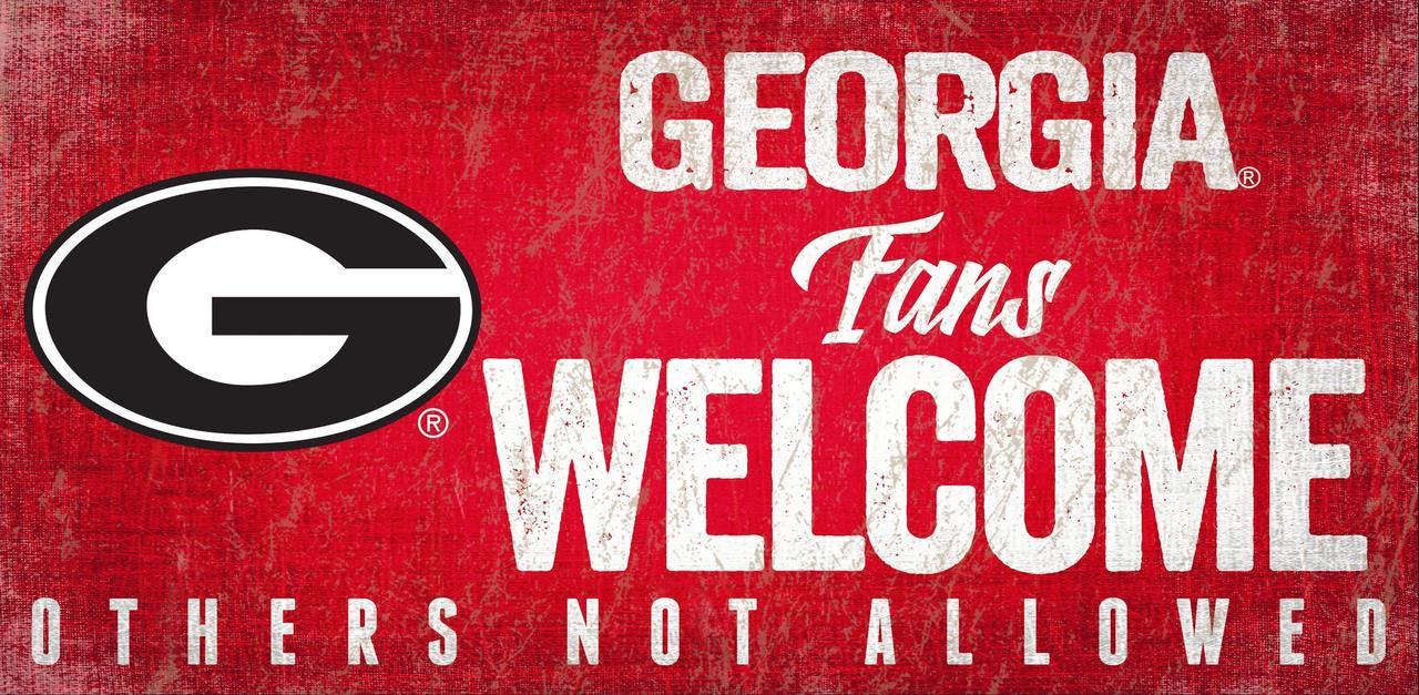Georgia Bulldogs Wood Sign Fans Welcome 12x6 - Sports Collectibles, Sports Memorabilia, Sports Fan Shop, Sports Gifts