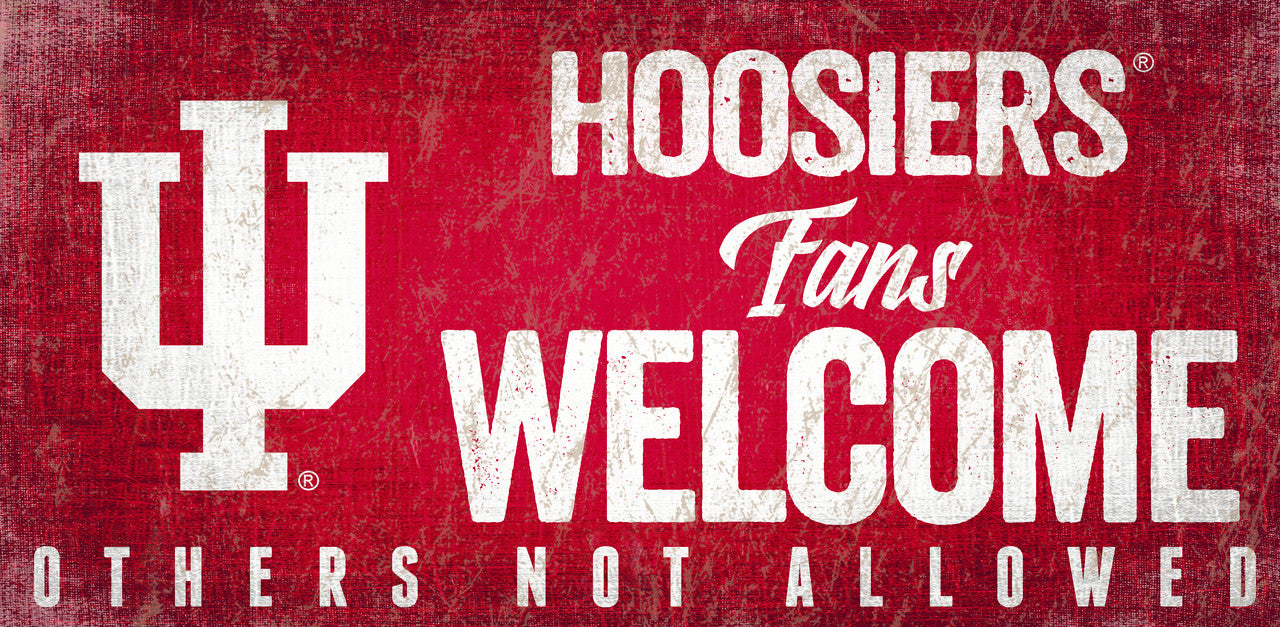 Indiana Hoosiers Wood Sign Fans Welcome 12x6 - Special Order - Sports Collectibles, Sports Memorabilia, Sports Fan Shop, Sports Gifts