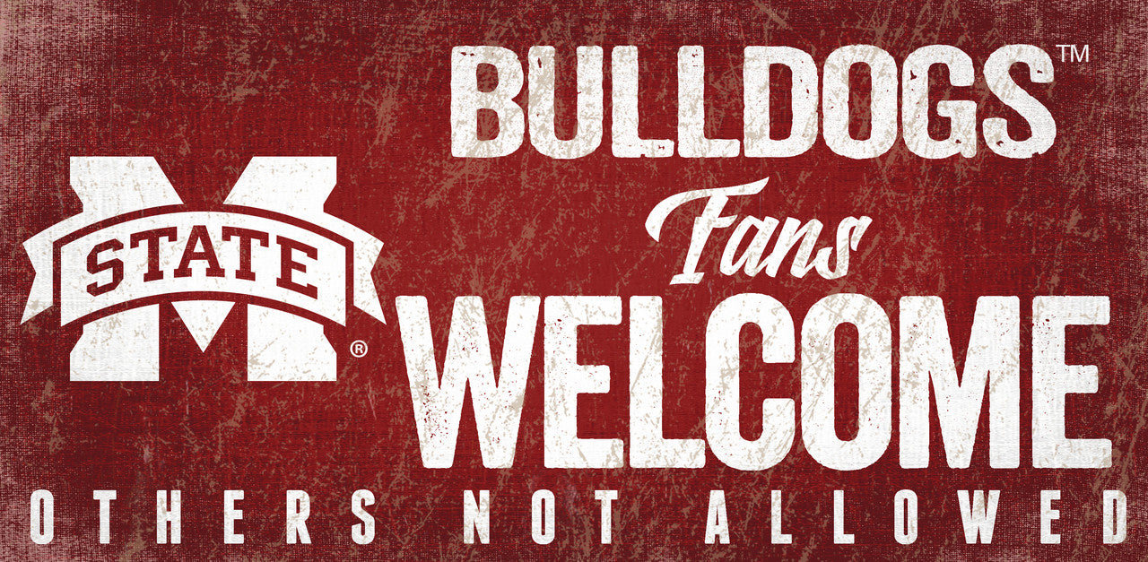 Mississippi State Bulldogs Wood Sign Fans Welcome 12x6 - Special Order - Sports Collectibles, Sports Memorabilia, Sports Fan Shop, Sports Gifts