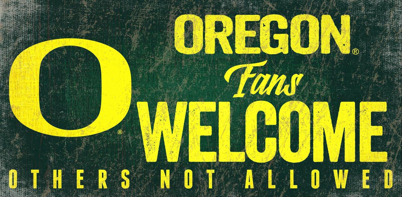 Oregon Ducks Wood Sign Fans Welcome 12x6 - Special Order - Sports Collectibles, Sports Memorabilia, Sports Fan Shop, Sports Gifts