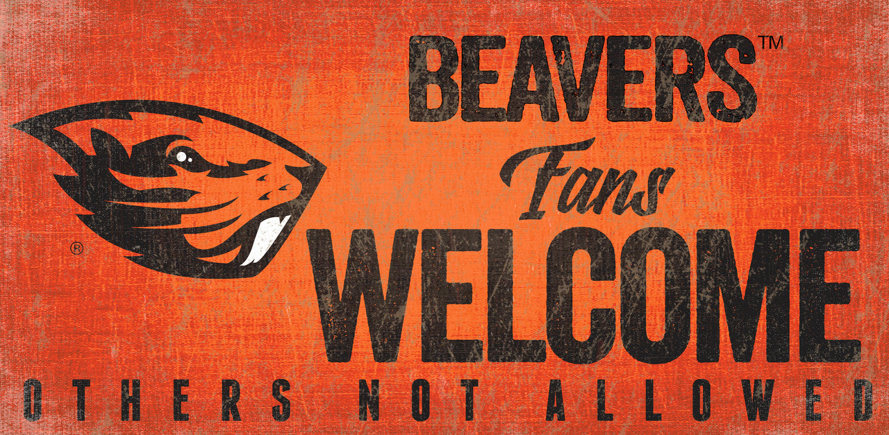 Oregon State Beavers Wood Sign Fans Welcome 12x6 - Special Order - Sports Collectibles, Sports Memorabilia, Sports Fan Shop, Sports Gifts