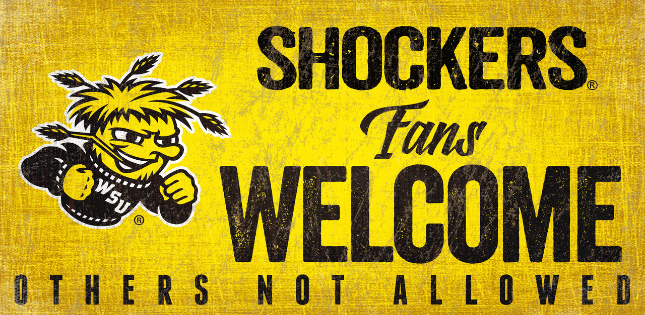 Wichita State Shockers Sign Wood 12x6 Fans Welcome Design - Special Order - Sports Collectibles, Sports Memorabilia, Sports Fan Shop, Sports Gifts