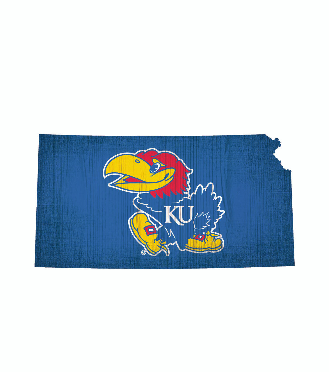 Kansas Jayhawks Sign Wood 12 Inch Team Color State Shape Design - Sports Collectibles, Sports Memorabilia, Sports Fan Shop, Sports Gifts