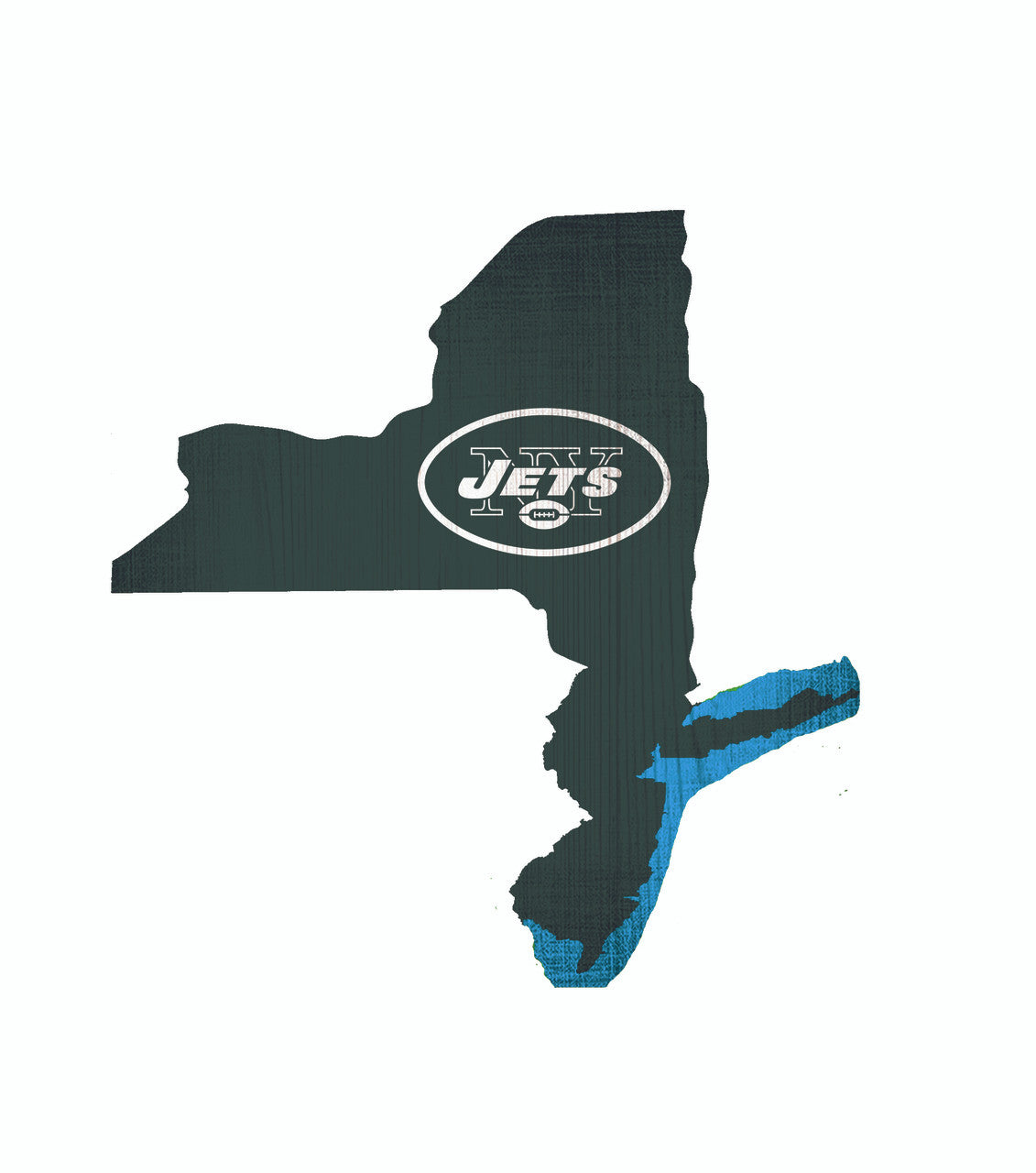 New York Jets Sign Wood 12 Inch Team Color State Shape Design - Sports Collectibles, Sports Memorabilia, Sports Fan Shop, Sports Gifts