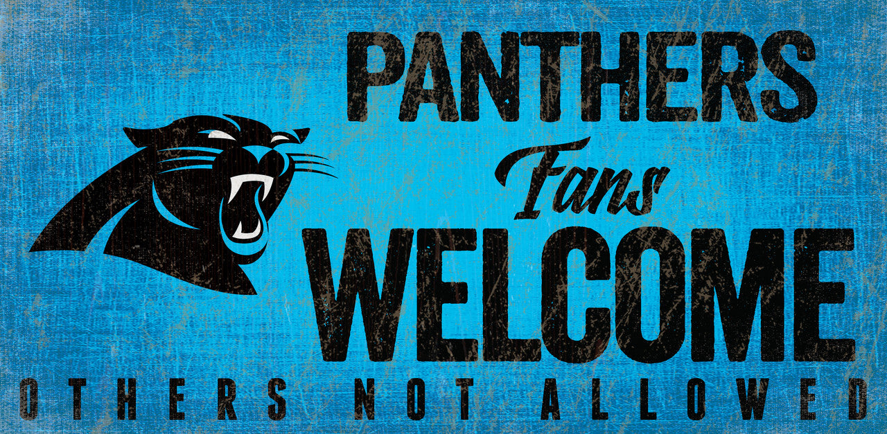 Carolina Panthers Wood Sign Fans Welcome 12x6 - Sports Collectibles, Sports Memorabilia, Sports Fan Shop, Sports Gifts